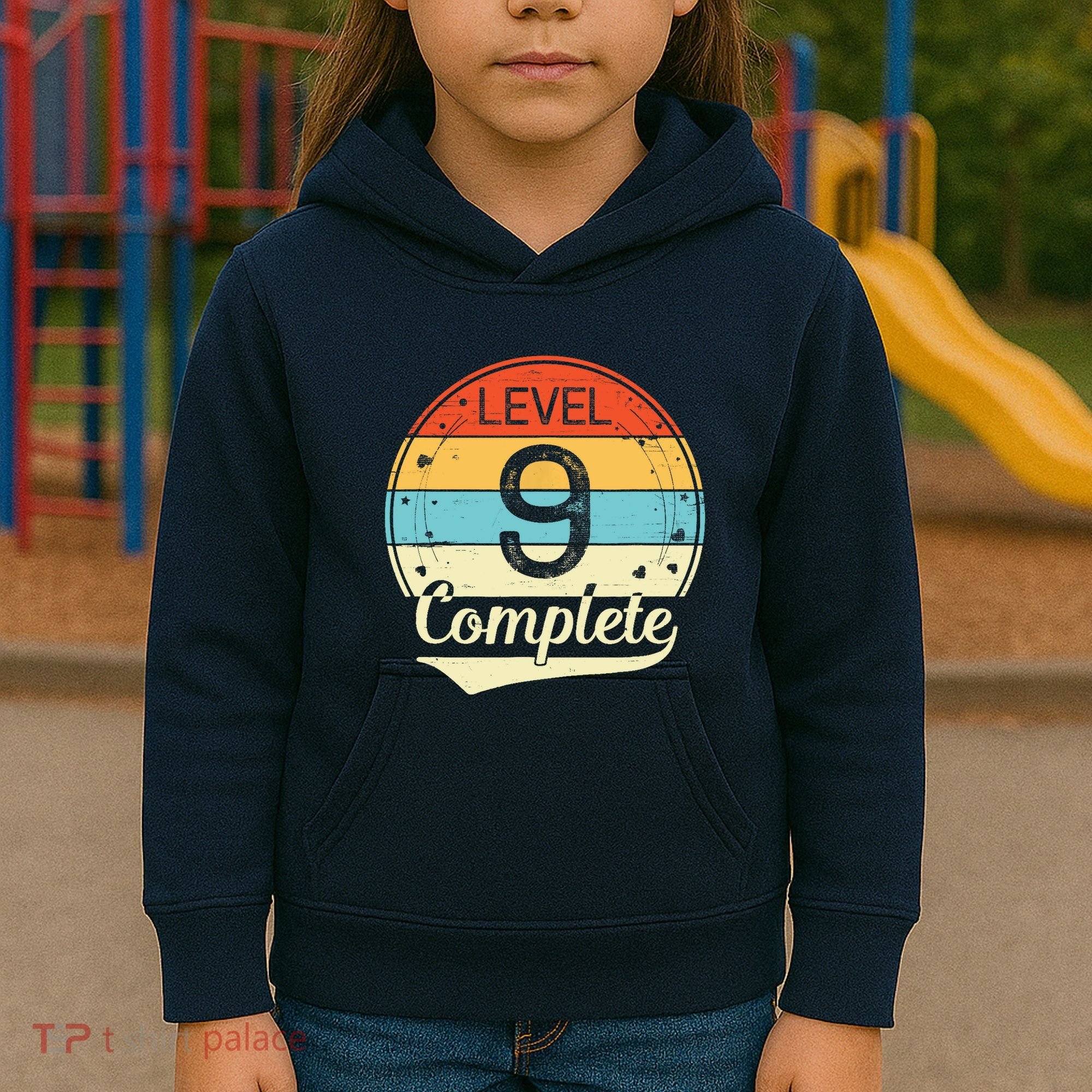 Level 9 Complete Retro 9th Wedding Anniversary Kids Hoodie