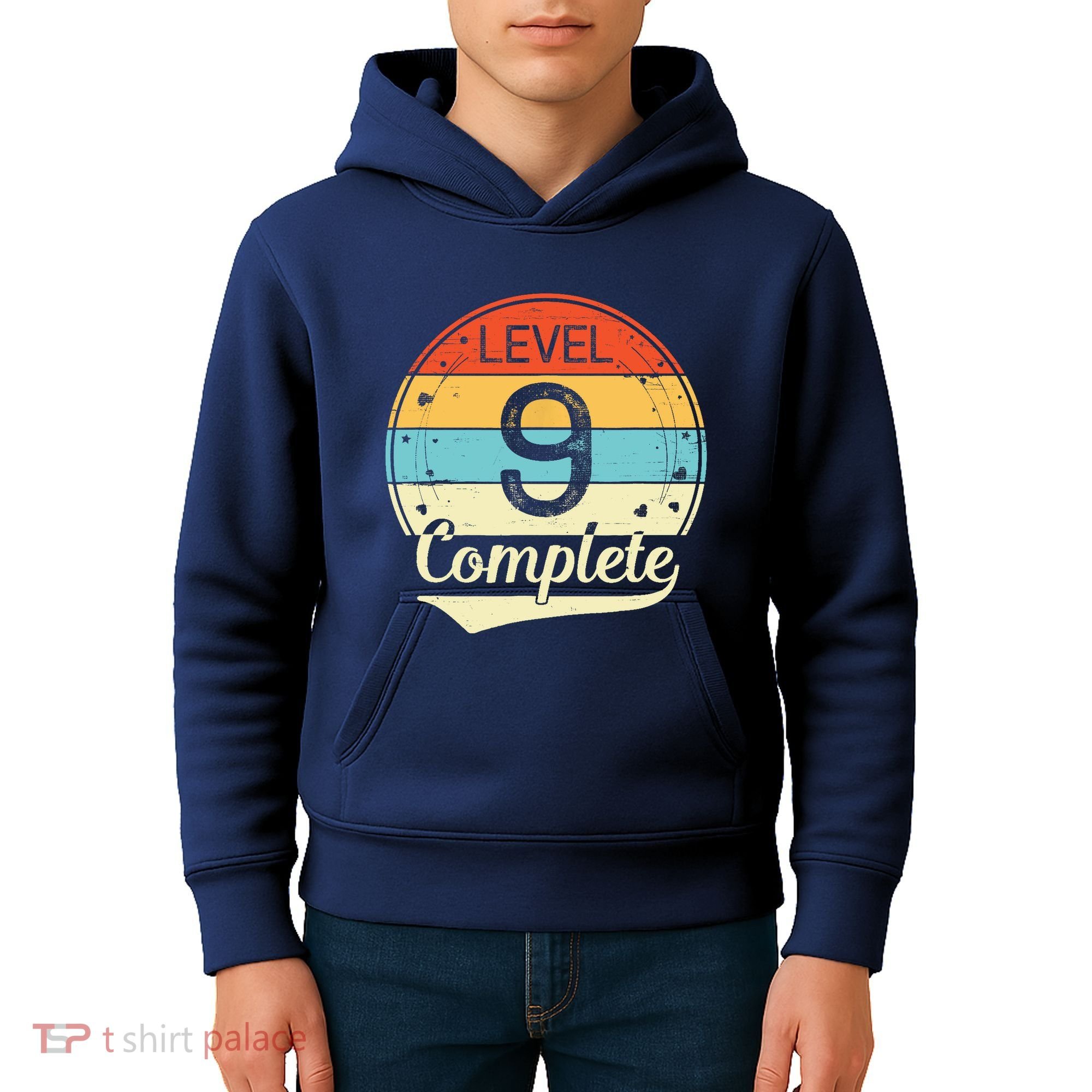 Level 9 Complete Retro 9th Wedding Anniversary Kids Hoodie