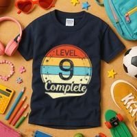 Level 9 Complete Retro 9th Wedding Anniversary Kids T-Shirt thumb 3