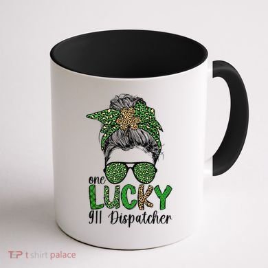 Lucky 911 Dispatcher St. Patrick's Day 911 Operator Coffee Mug back