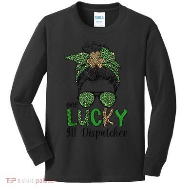 Lucky 911 Dispatcher St. Patrick's Day 911 Operator Kids Long Sleeve Shirt