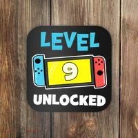 Level 9 unlocked Gamer 9th Birthday Gift Video Game lovers Coaster thumb 0