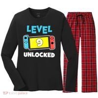 Level 9 unlocked Gamer 9th Birthday Gift Video Game lovers Women's Long Sleeve Flannel Pajama Set  thumb 0