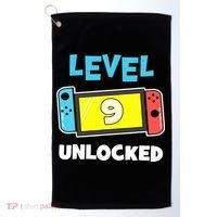 Level 9 unlocked Gamer 9th Birthday Gift Video Game lovers Golf Towel thumb 0