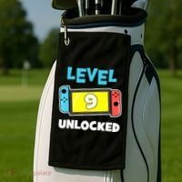 Level 9 unlocked Gamer 9th Birthday Gift Video Game lovers Golf Towel thumb 2