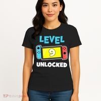 Level 9 unlocked Gamer 9th Birthday Gift Video Game lovers Women's T-Shirt thumb 4