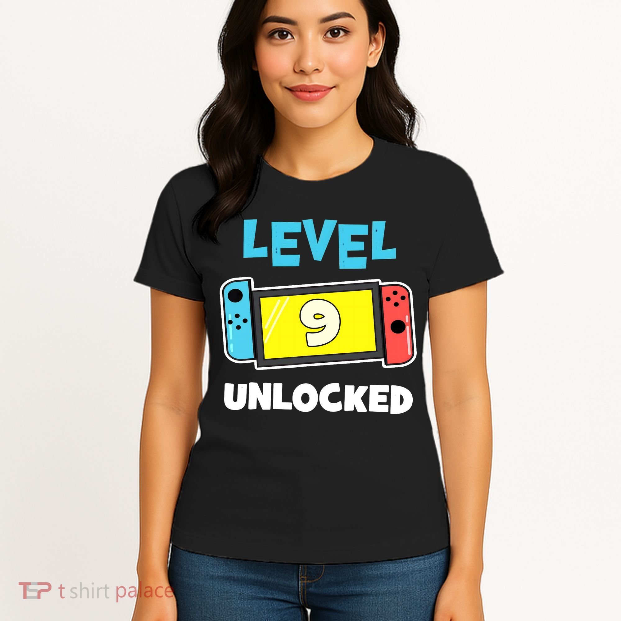 Level 9 unlocked Gamer 9th Birthday Gift Video Game lovers Women's T-Shirt