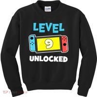 Level 9 unlocked Gamer 9th Birthday Gift Video Game lovers Kids Sweatshirt thumb 0