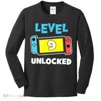 Level 9 unlocked Gamer 9th Birthday Gift Video Game lovers Kids Long Sleeve Shirt thumb 0