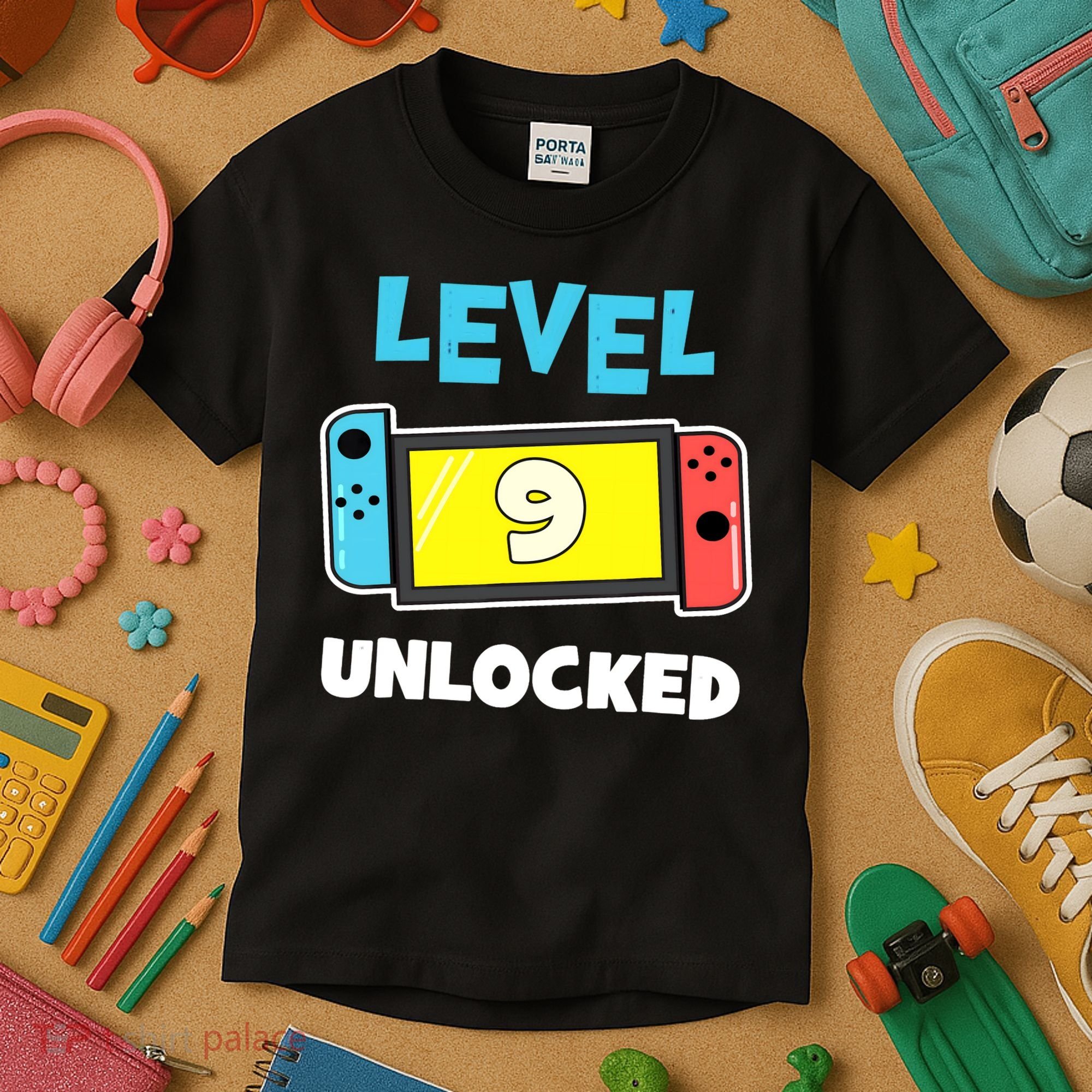 Level 9 unlocked Gamer 9th Birthday Gift Video Game lovers Kids T-Shirt