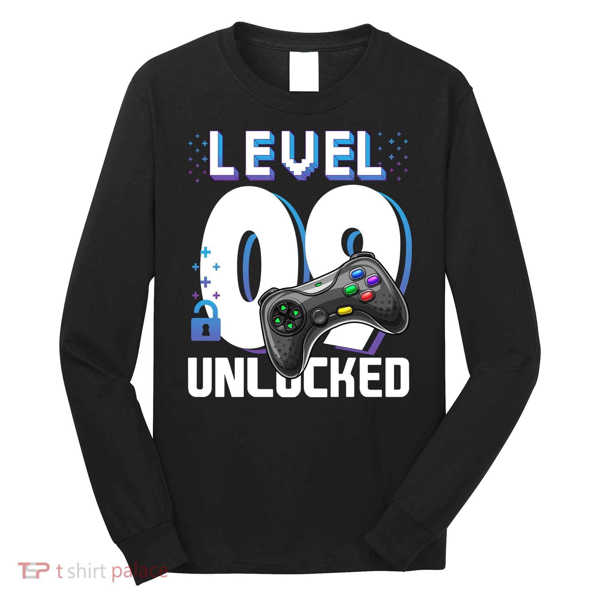 Level 9 Unlocked Funny Video Gamer 9th Birthday Gift For Gamers Long Sleeve Shirt