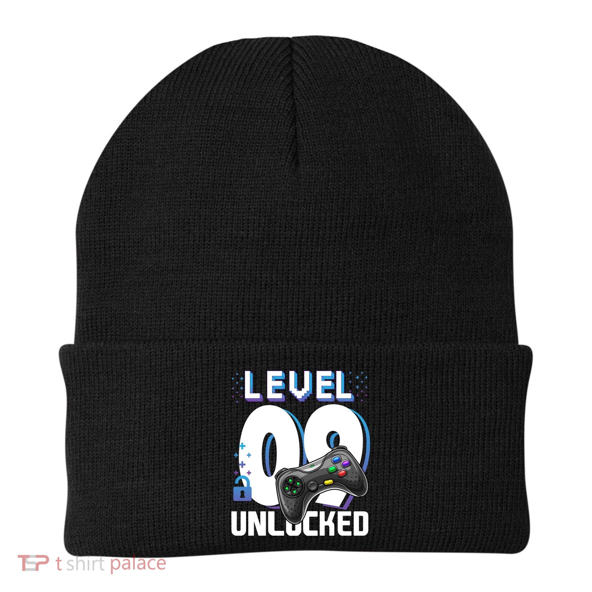 Level 9 Unlocked Funny Video Gamer 9th Birthday Gift For Gamers Beanie