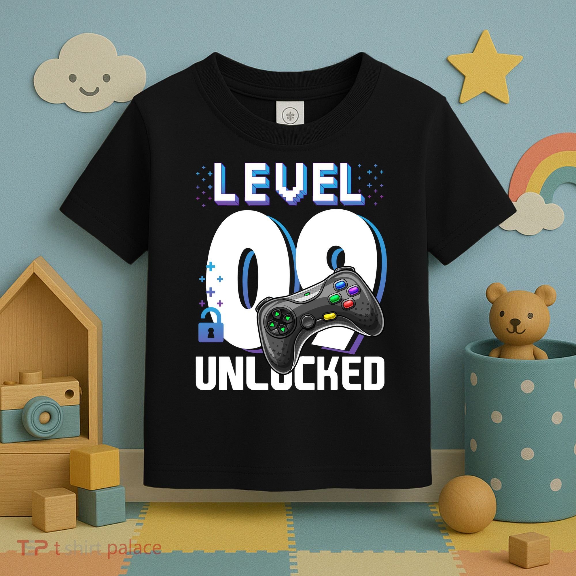Level 9 Unlocked Funny Video Gamer 9th Birthday Gift For Gamers Toddler T-Shirt