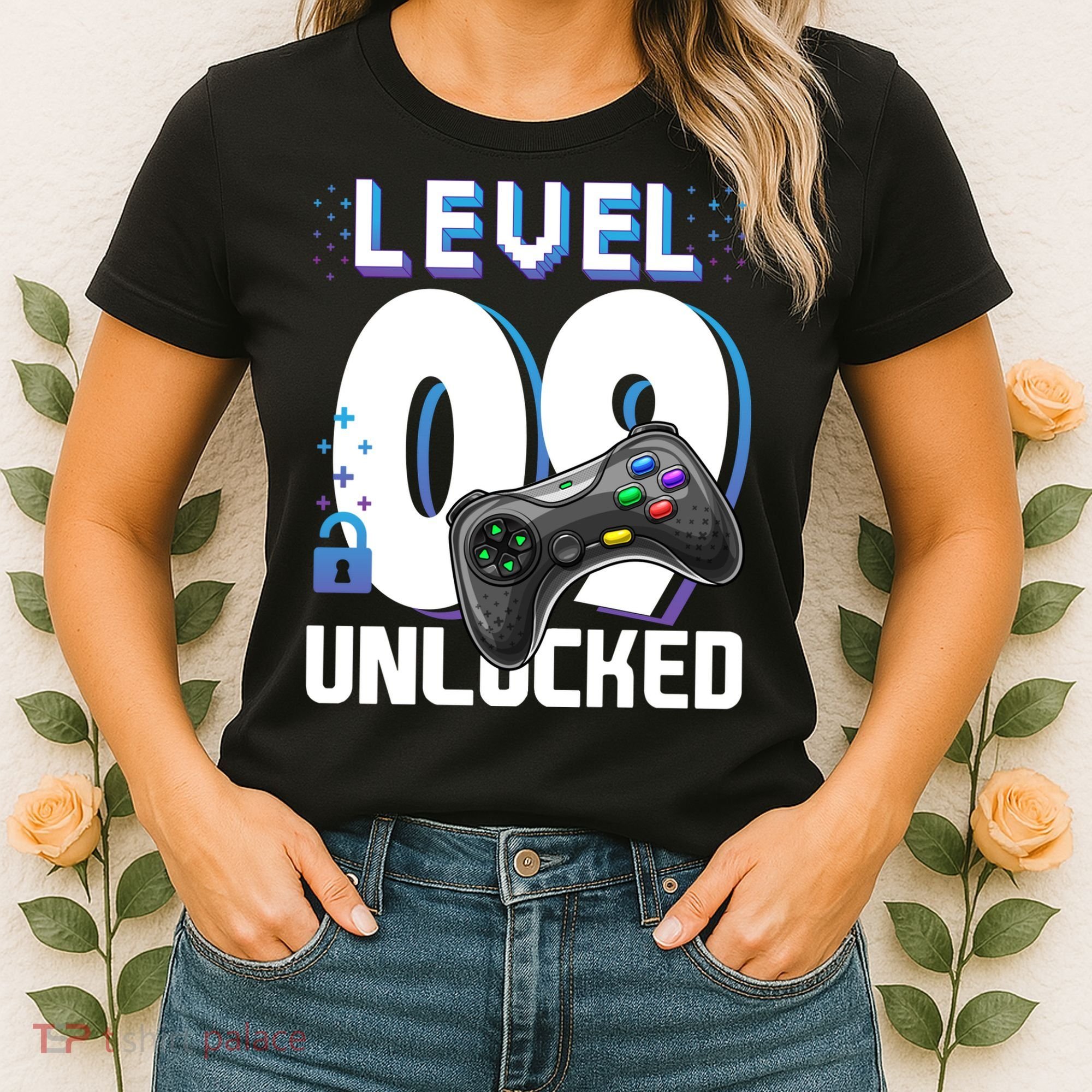 Level 9 Unlocked Funny Video Gamer 9th Birthday Gift For Gamers Women's T-Shirt