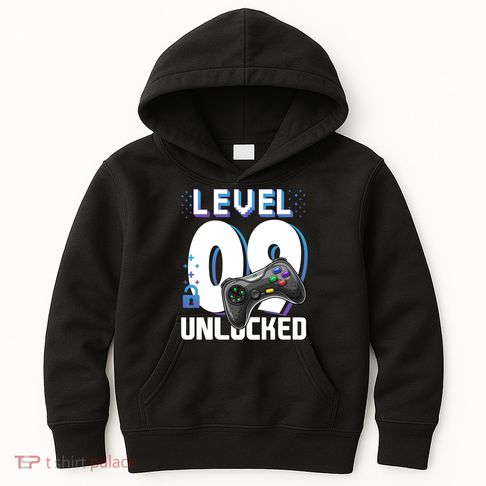 Level 9 Unlocked Funny Video Gamer 9th Birthday Gift For Gamers Kids Hoodie