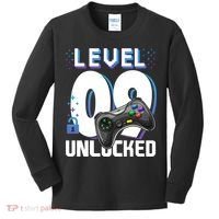 Level 9 Unlocked Funny Video Gamer 9th Birthday Gift For Gamers Kids Long Sleeve Shirt thumb 0