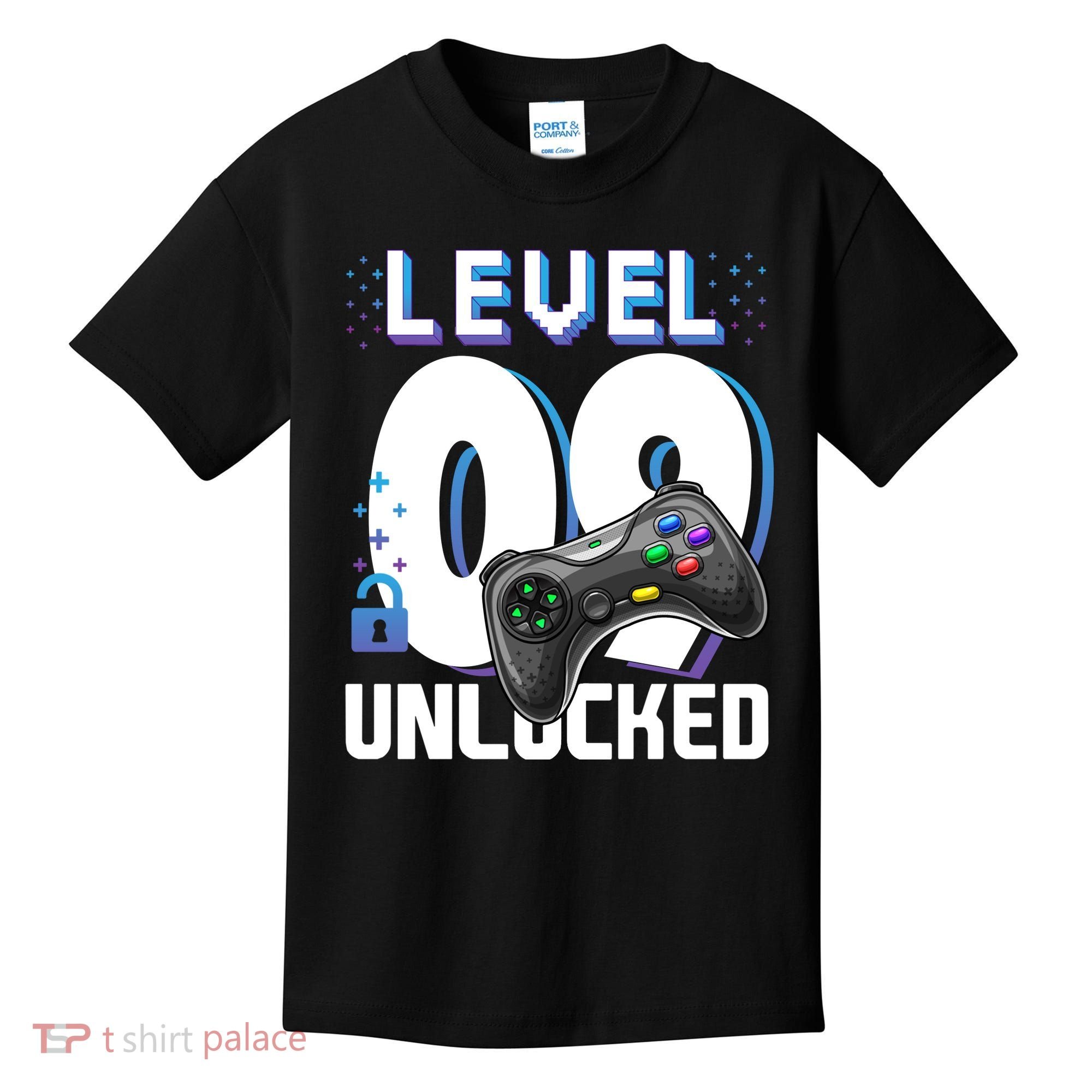 Level 9 Unlocked Funny Video Gamer 9th Birthday Gift For Gamers Kids T-Shirt