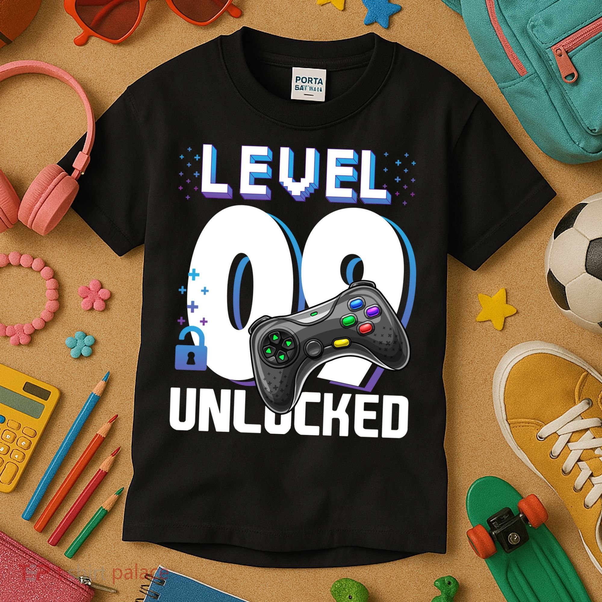 Level 9 Unlocked Funny Video Gamer 9th Birthday Gift For Gamers Kids T-Shirt