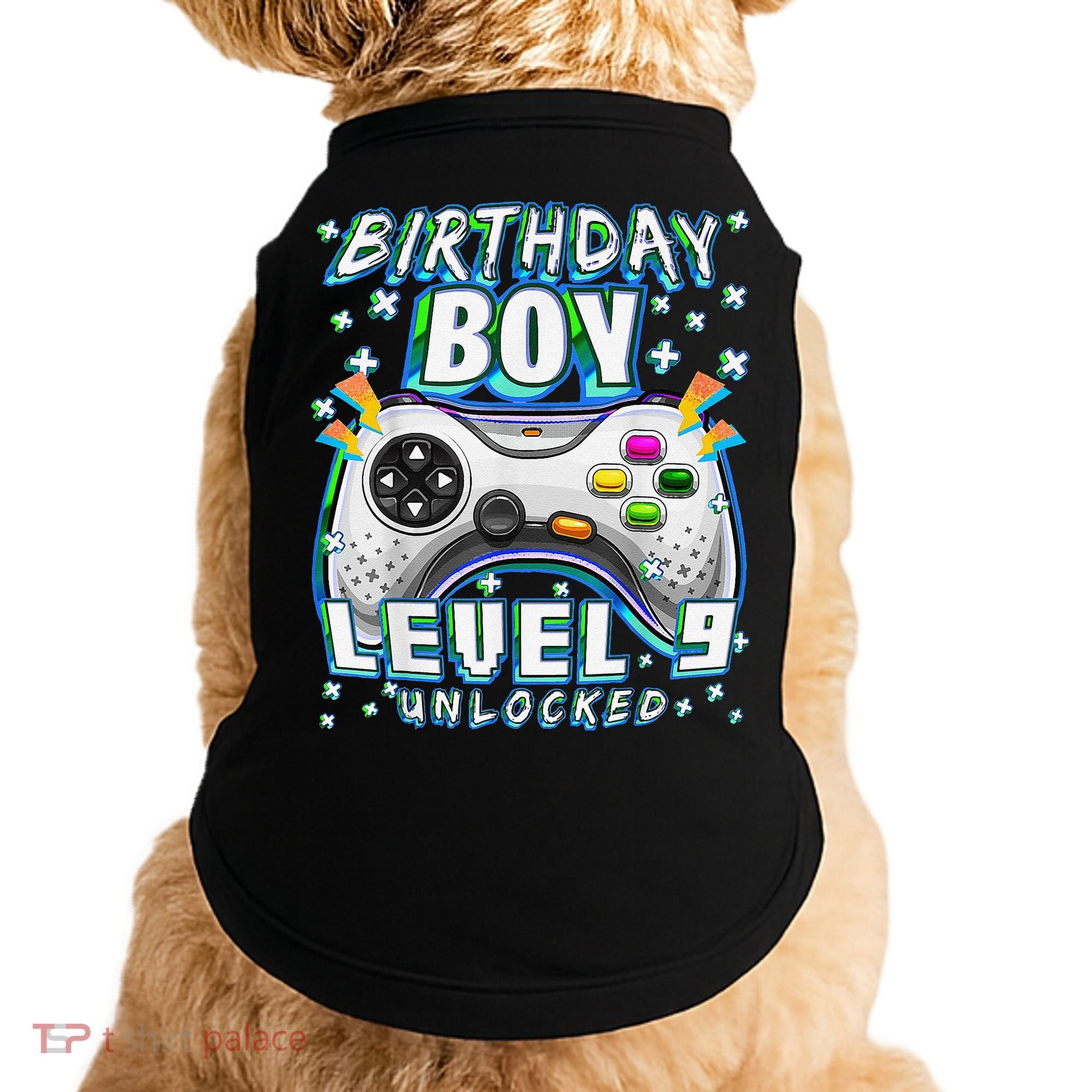 Level 9 Unlocked Video Game 9th Birthday Gamer Doggie Tank
