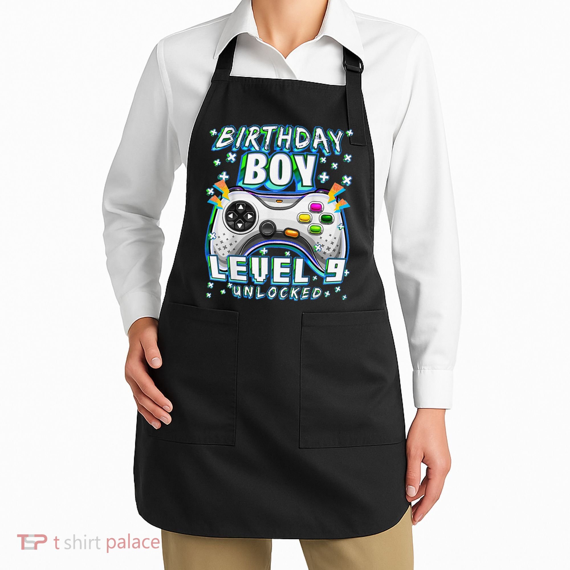 Level 9 Unlocked Video Game 9th Birthday Gamer Apron