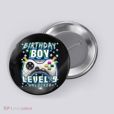 Level 9 Unlocked Video Game 9th Birthday Gamer Button
