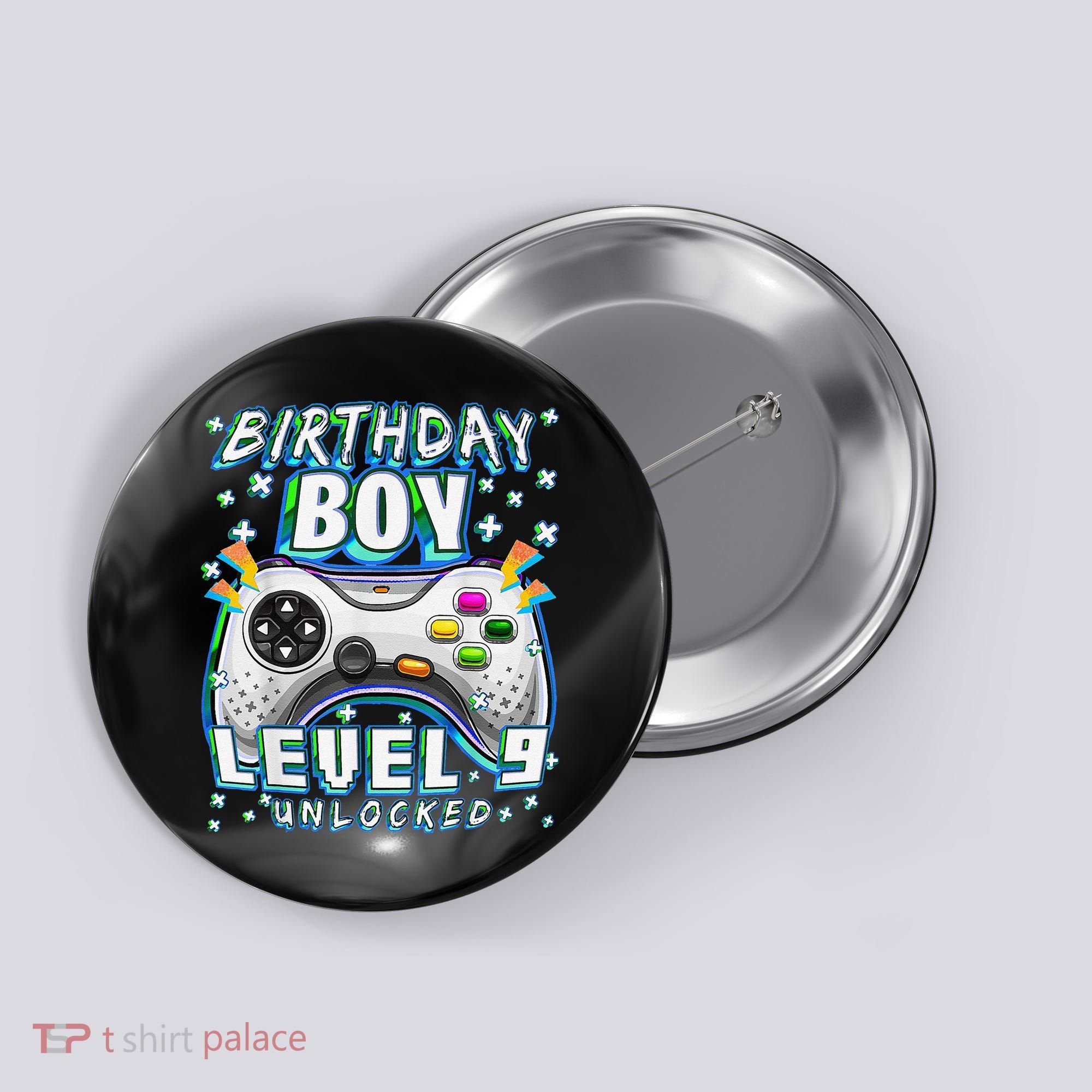 Level 9 Unlocked Video Game 9th Birthday Gamer Button