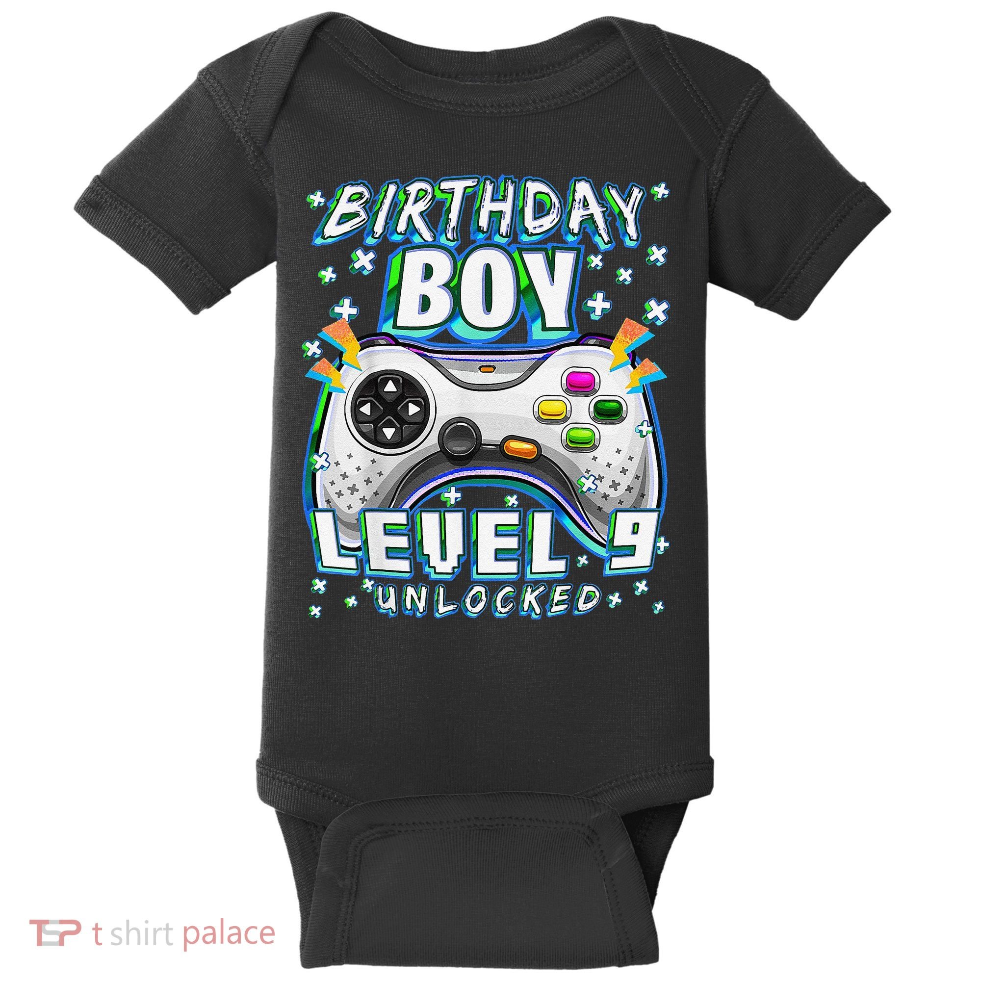 Level 9 Unlocked Video Game 9th Birthday Gamer Baby Bodysuit