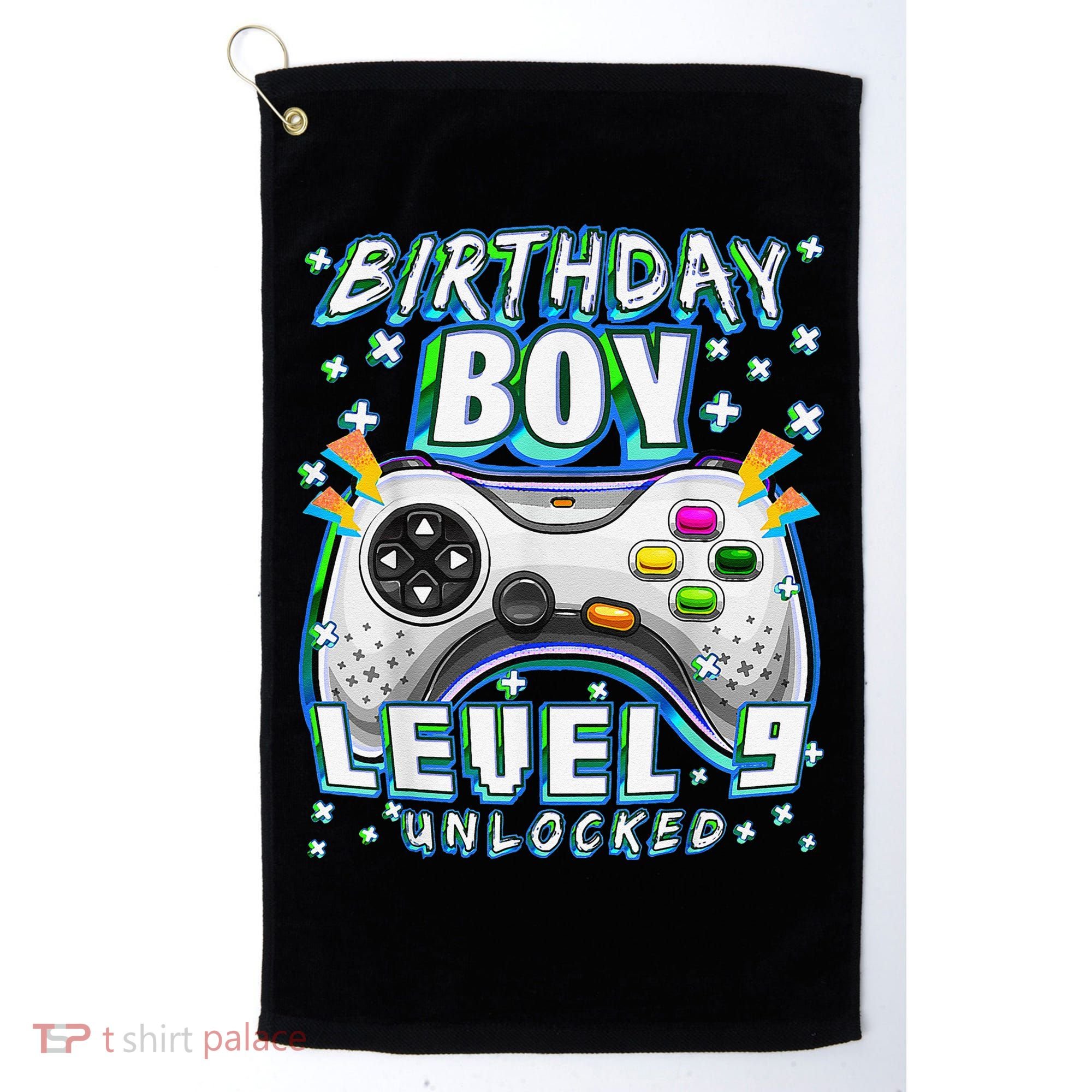 Level 9 Unlocked Video Game 9th Birthday Gamer Golf Towel