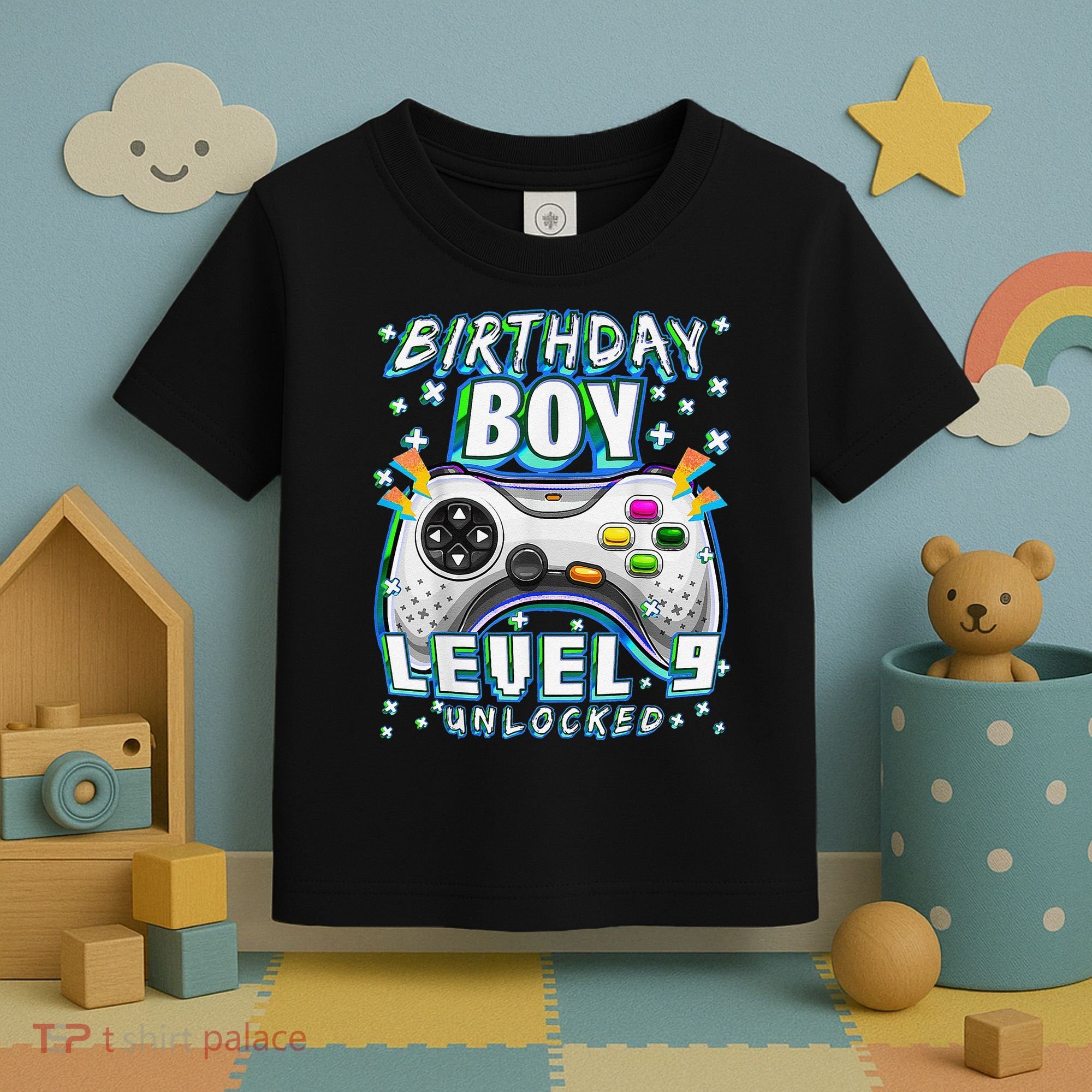 Level 9 Unlocked Video Game 9th Birthday Gamer Toddler T-Shirt