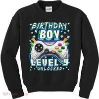 Level 9 Unlocked Video Game 9th Birthday Gamer Kids Sweatshirt thumb 0