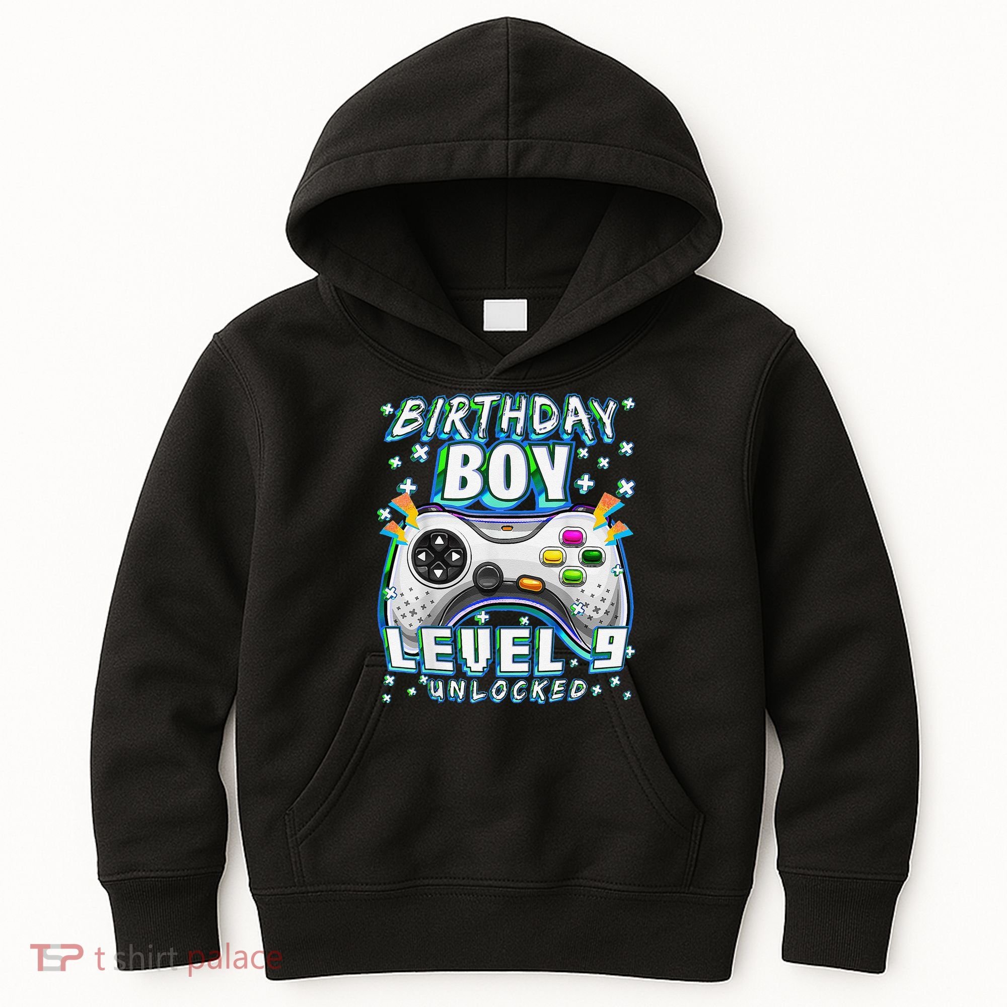 Level 9 Unlocked Video Game 9th Birthday Gamer Kids Hoodie