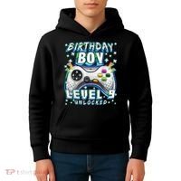 Level 9 Unlocked Video Game 9th Birthday Gamer Kids Hoodie thumb 4