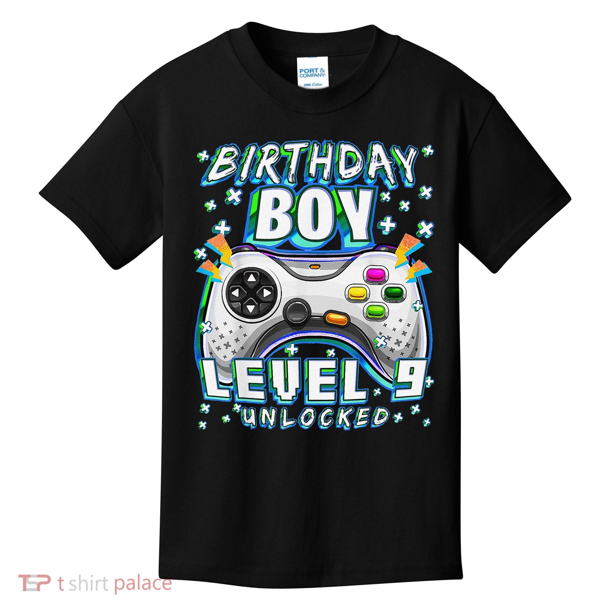 Level 9 Unlocked Video Game 9th Birthday Gamer Kids T-Shirt