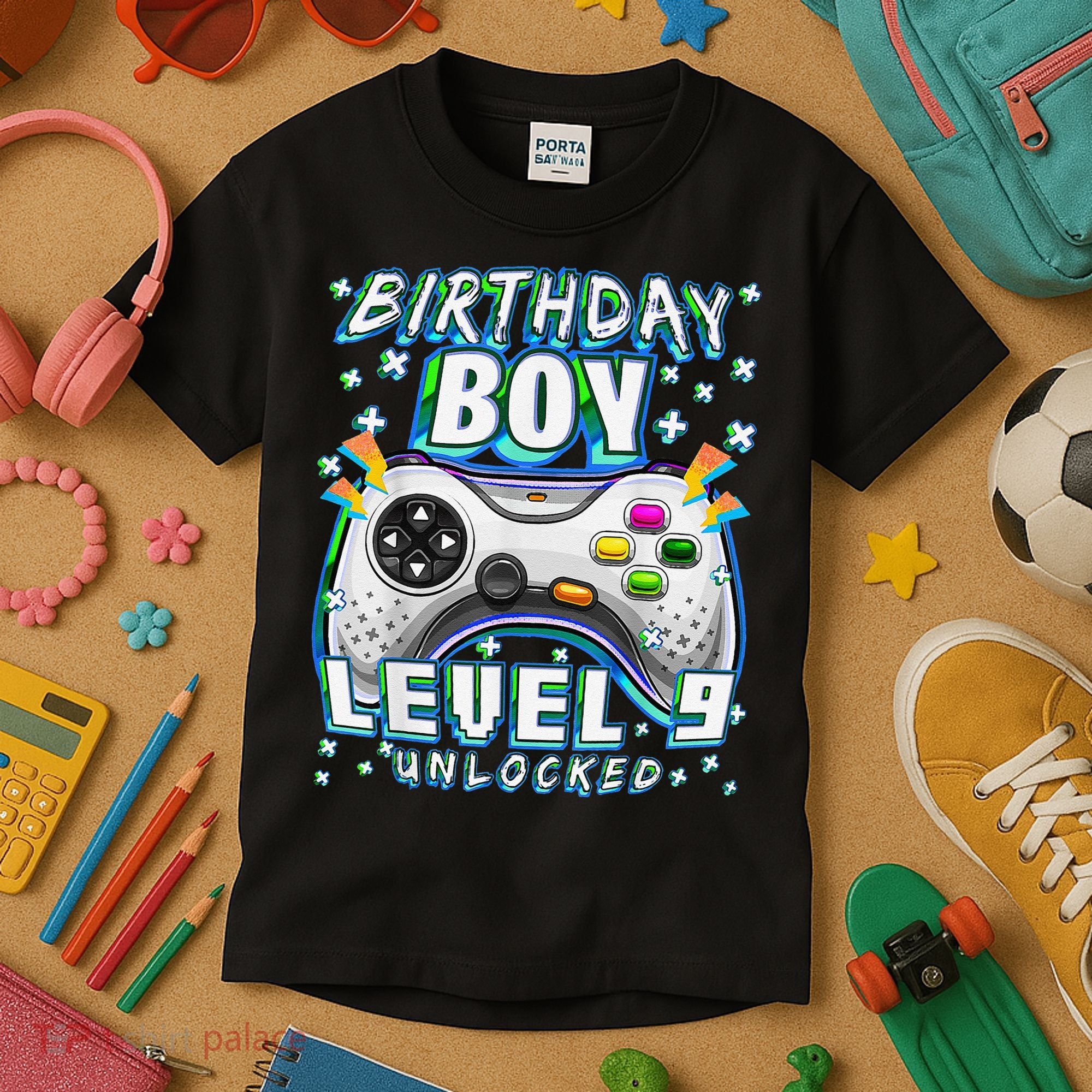 Level 9 Unlocked Video Game 9th Birthday Gamer Kids T-Shirt