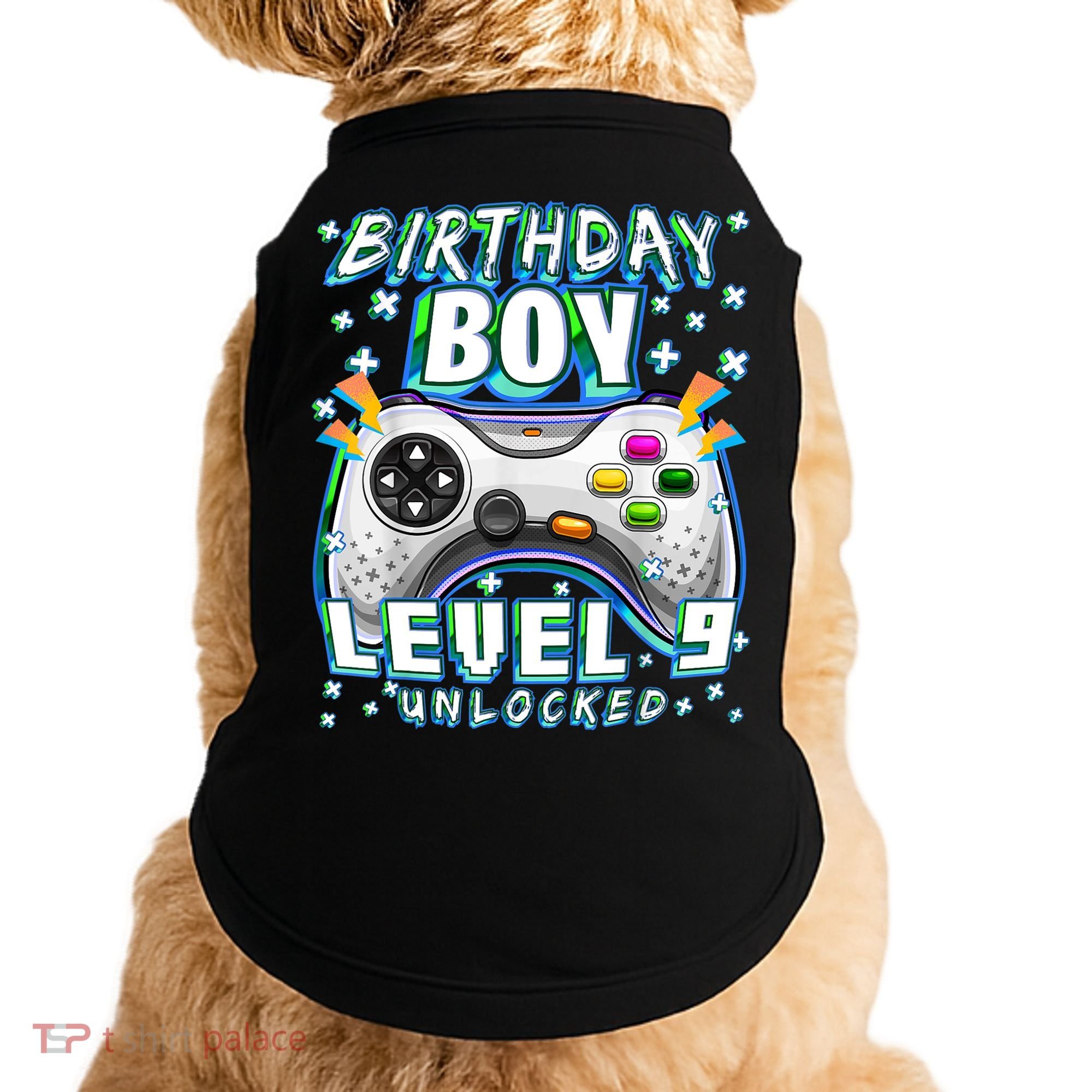 Level 9 Unlocked Video Game 9th Birthday Gamer Boys TShirt Doggie Tank