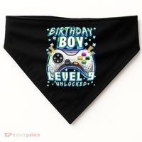 Level 9 Unlocked Video Game 9th Birthday Gamer Boys TShirt USA-Made Doggie Bandana thumb 0