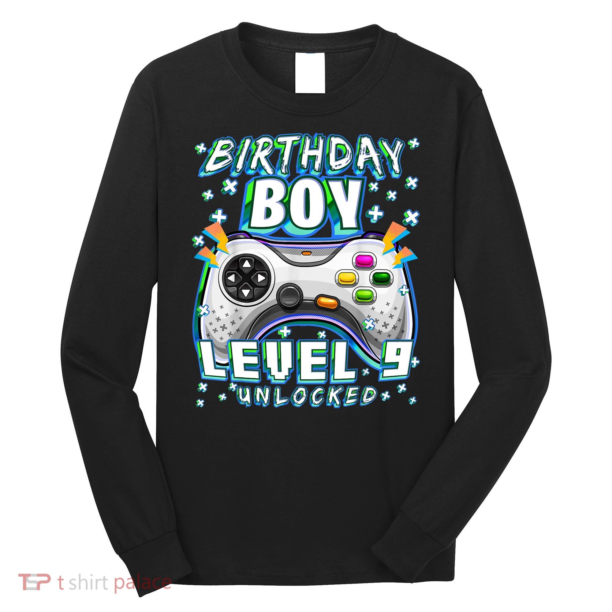 Level 9 Unlocked Video Game 9th Birthday Gamer Boys TShirt Long Sleeve Shirt