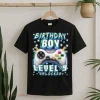 Level 9 Unlocked Video Game 9th Birthday Gamer Boys TShirt T-Shirt thumb 2