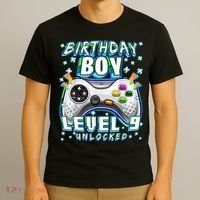 Level 9 Unlocked Video Game 9th Birthday Gamer Boys TShirt T-Shirt thumb 3