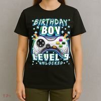 Level 9 Unlocked Video Game 9th Birthday Gamer Boys TShirt T-Shirt thumb 4