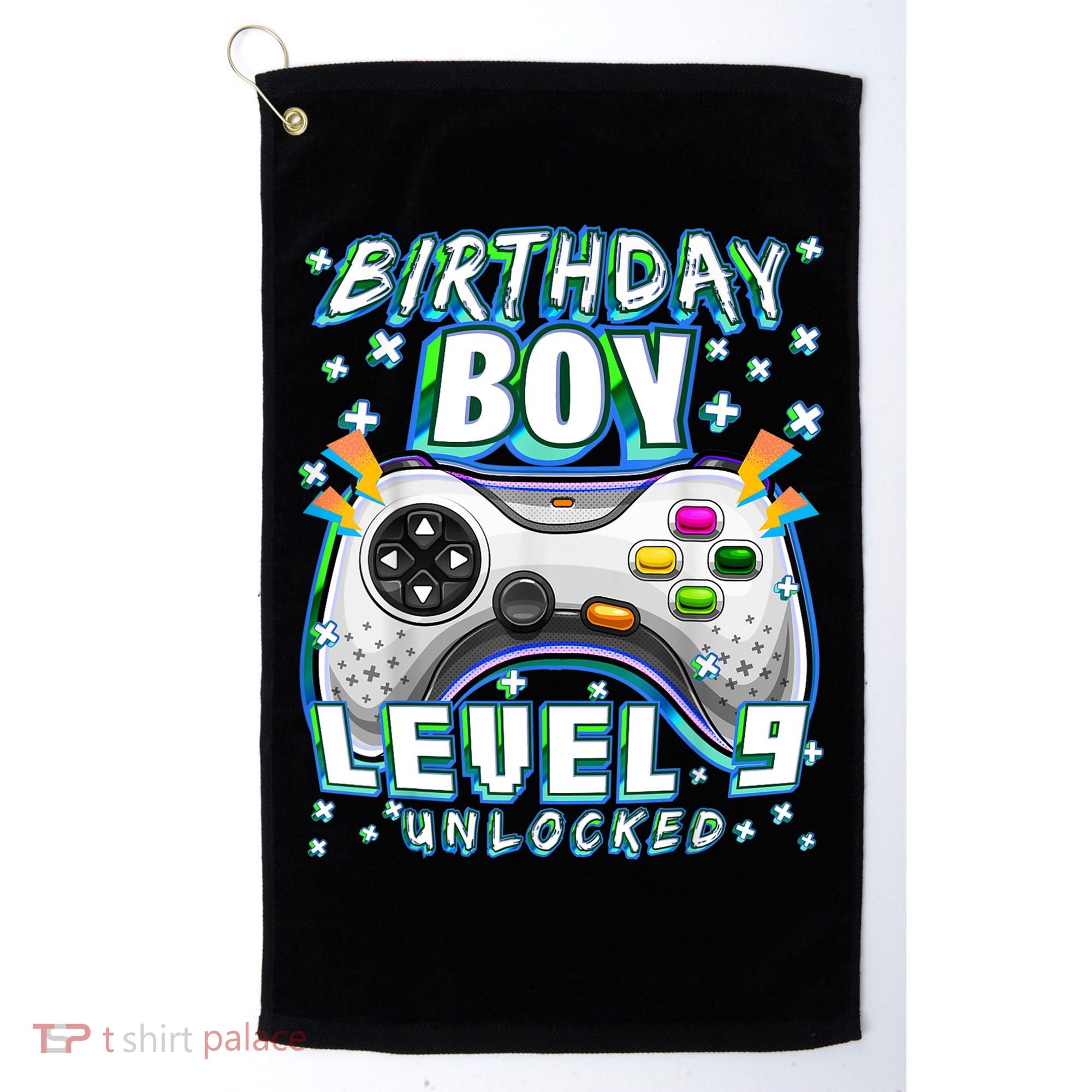 Level 9 Unlocked Video Game 9th Birthday Gamer Boys TShirt Golf Towel