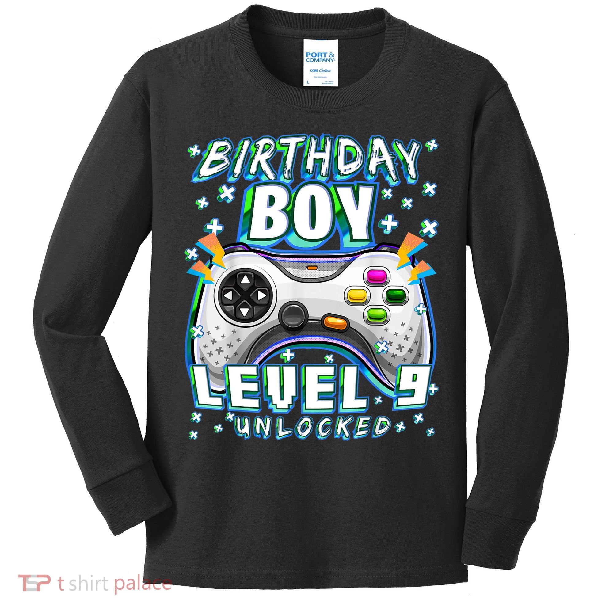 Level 9 Unlocked Video Game 9th Birthday Gamer Boys TShirt Kids Long Sleeve Shirt