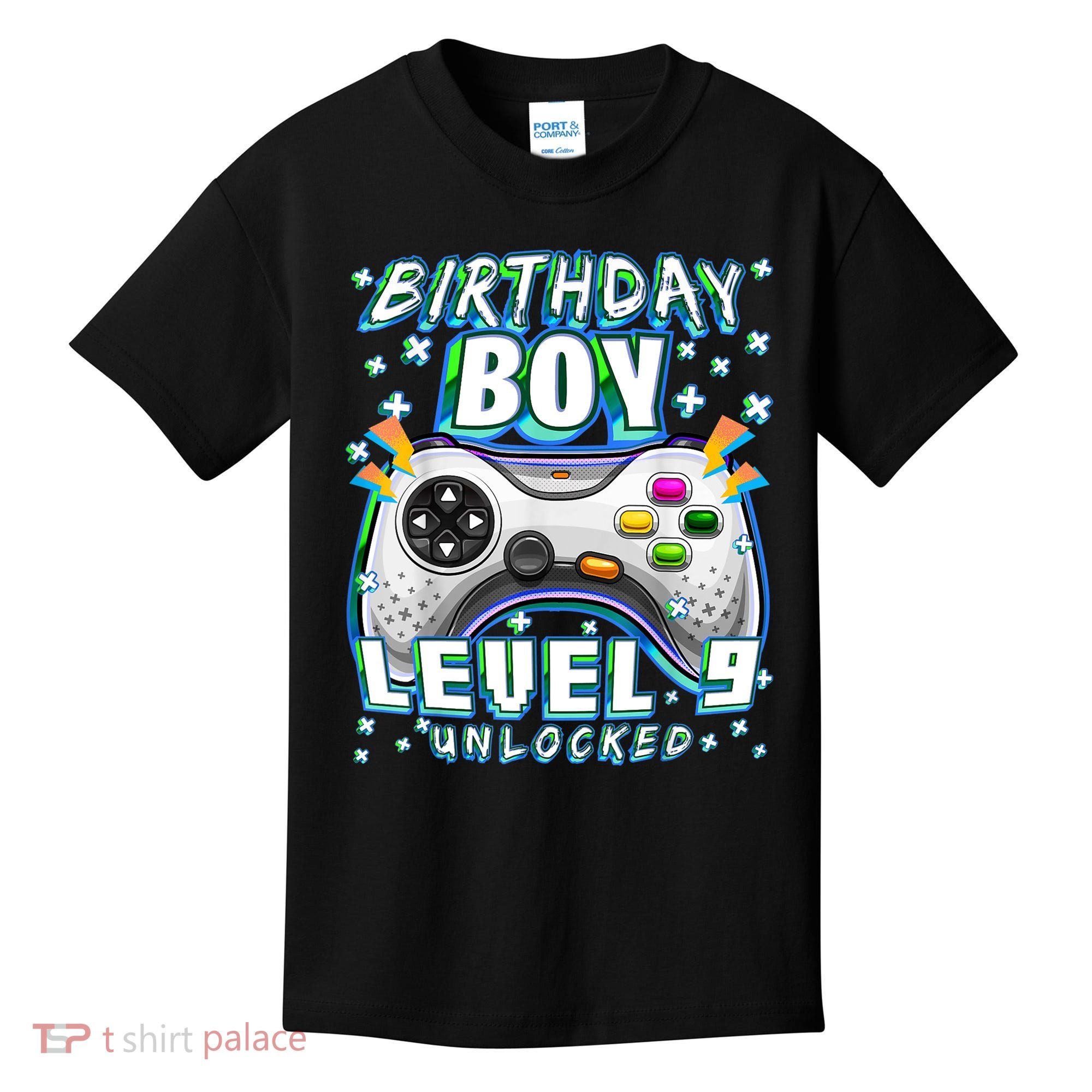 Level 9 Unlocked Video Game 9th Birthday Gamer Boys TShirt Kids T-Shirt