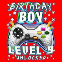 Level 9 Unlocked Video Game 9th Birthday Gamer Boys TShirt Santa Hat thumb 1