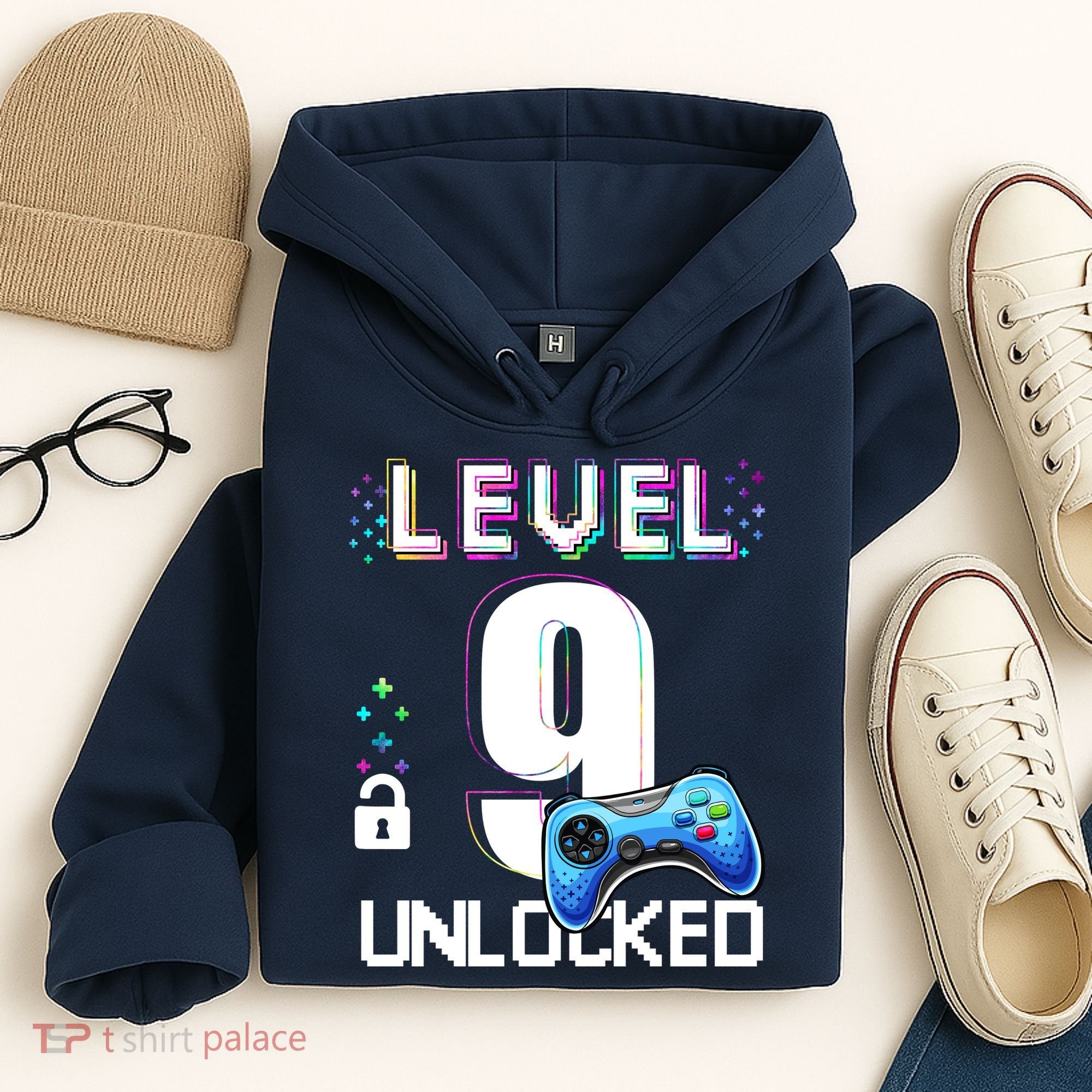 Level 9 Unlocked Video Game 9th Birthday Boy Gamer Hoodie