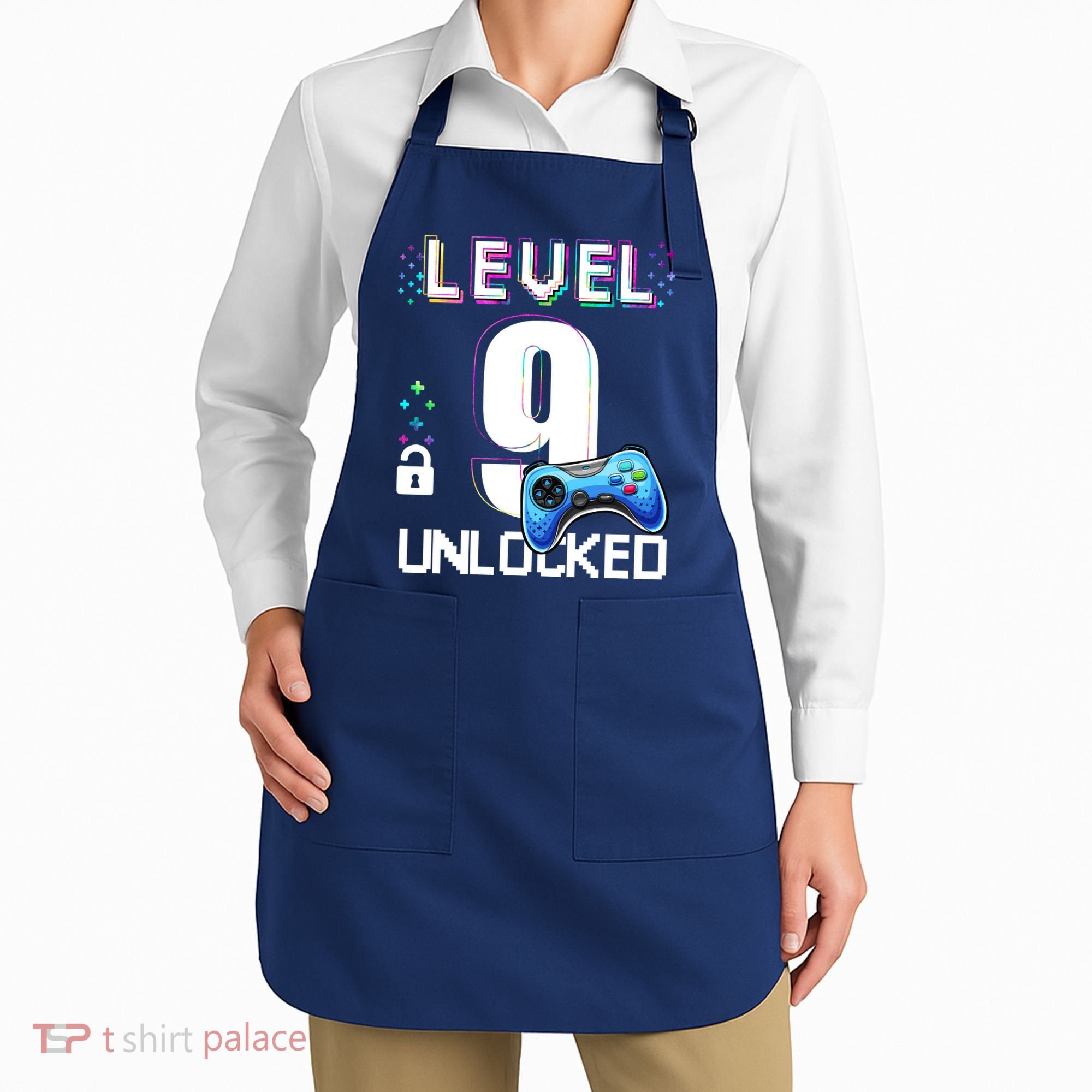 Level 9 Unlocked Video Game 9th Birthday Boy Gamer Apron