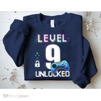 Level 9 Unlocked Video Game 9th Birthday Boy Gamer Sweatshirt thumb 2