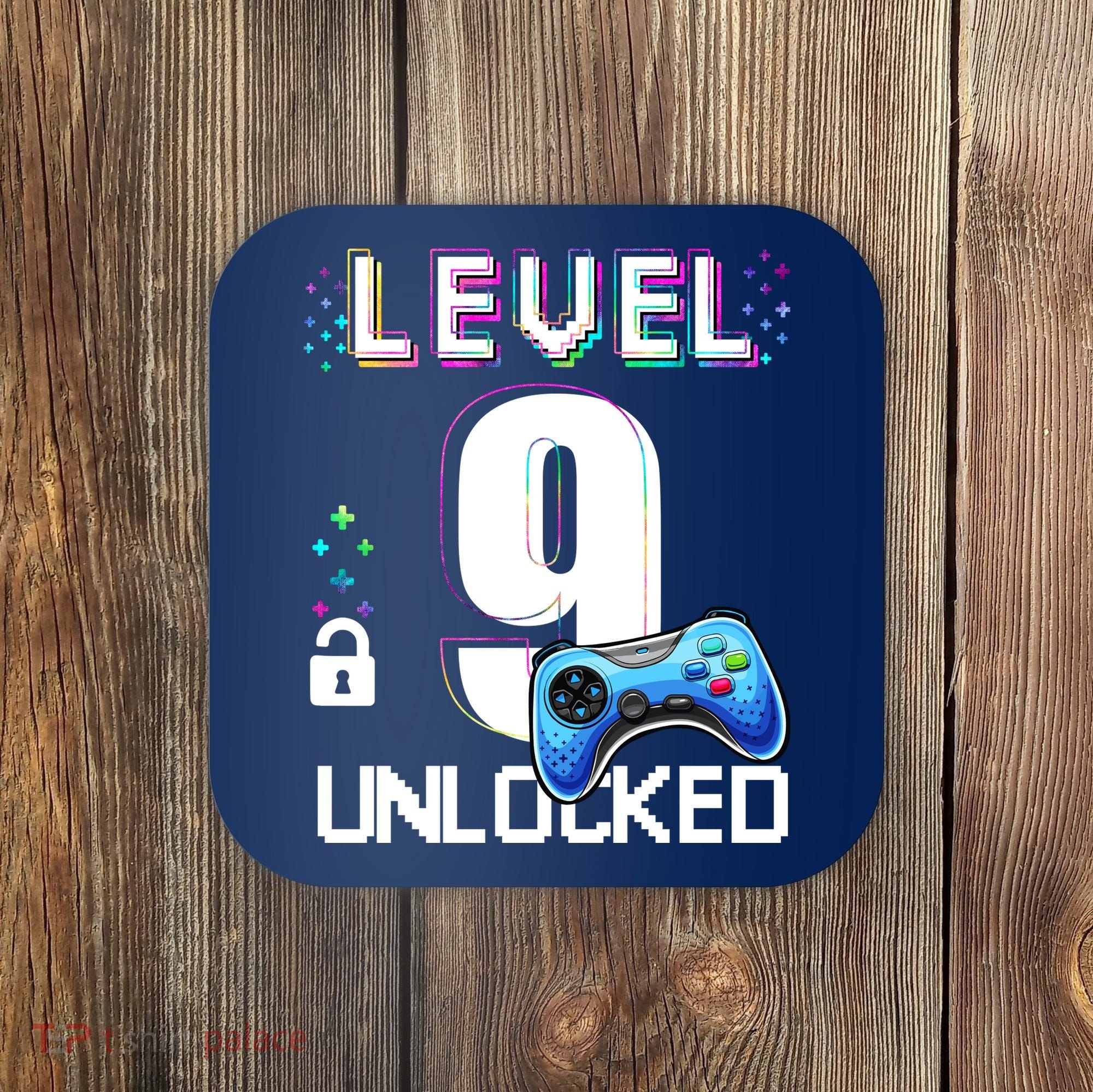 Level 9 Unlocked Video Game 9th Birthday Boy Gamer Coaster