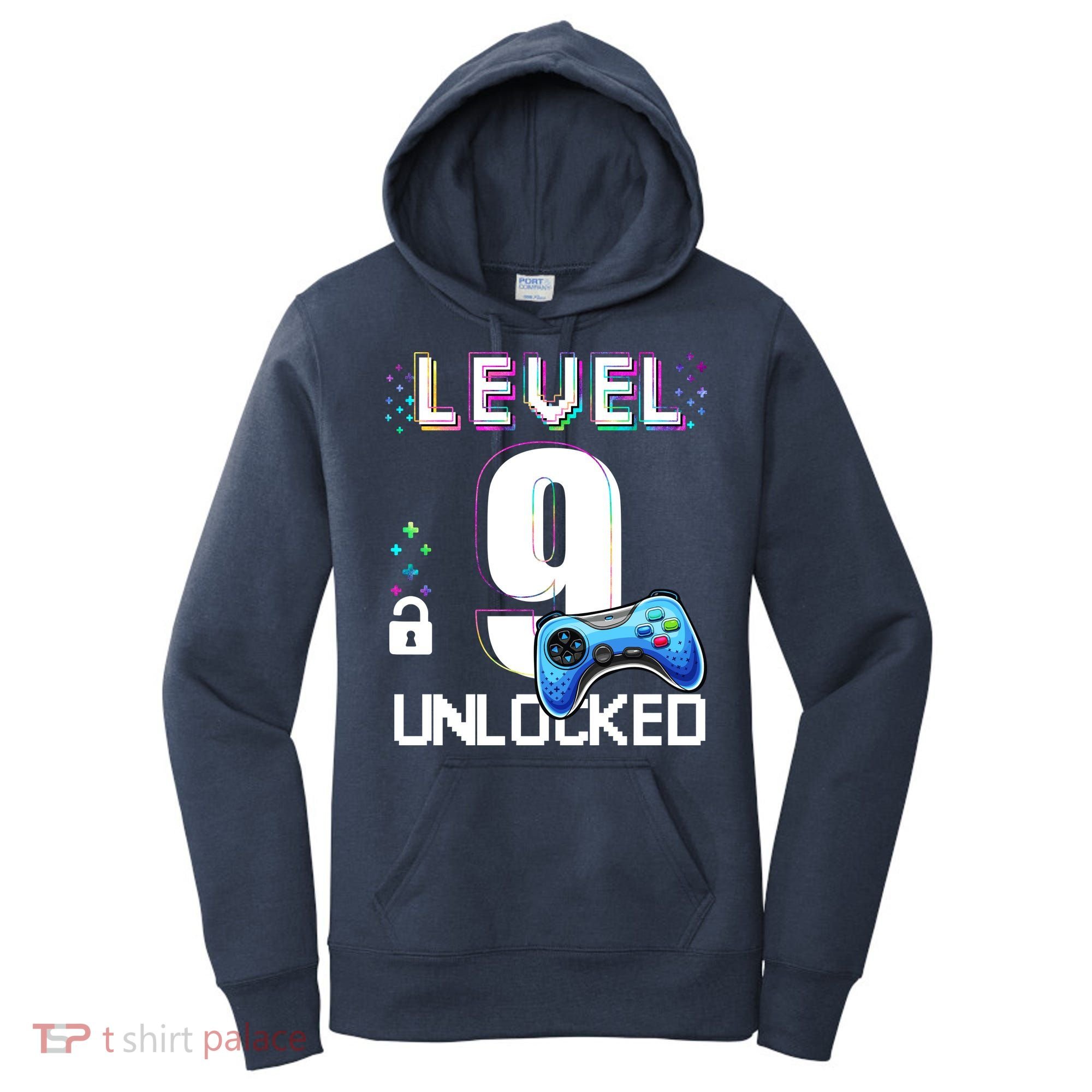 Level 9 Unlocked Video Game 9th Birthday Boy Gamer Women's Hoodie