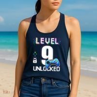 Level 9 Unlocked Video Game 9th Birthday Boy Gamer Women's Tank Top thumb 2